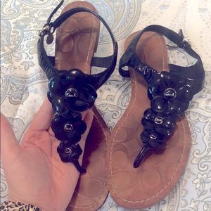 Coach Patent Leather Flower Sandals SZ 10